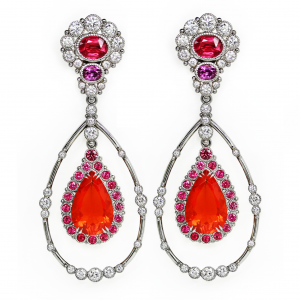 Fire Opal Halo Earrings