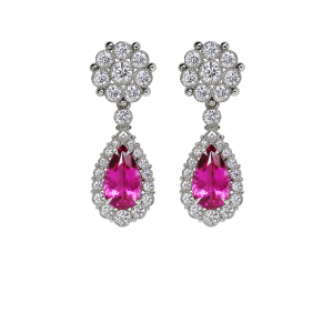 Rubellite ball flower earrings