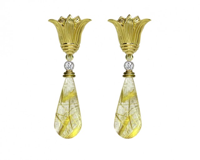 lotus an quartz earrings