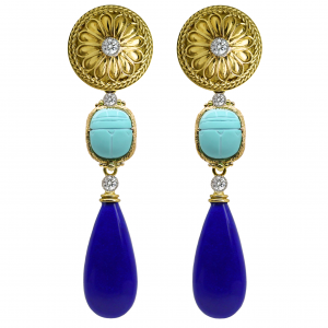 Etruscan Disk with Lapis Earrings