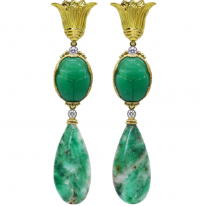 Lotus with Emerald Earrings