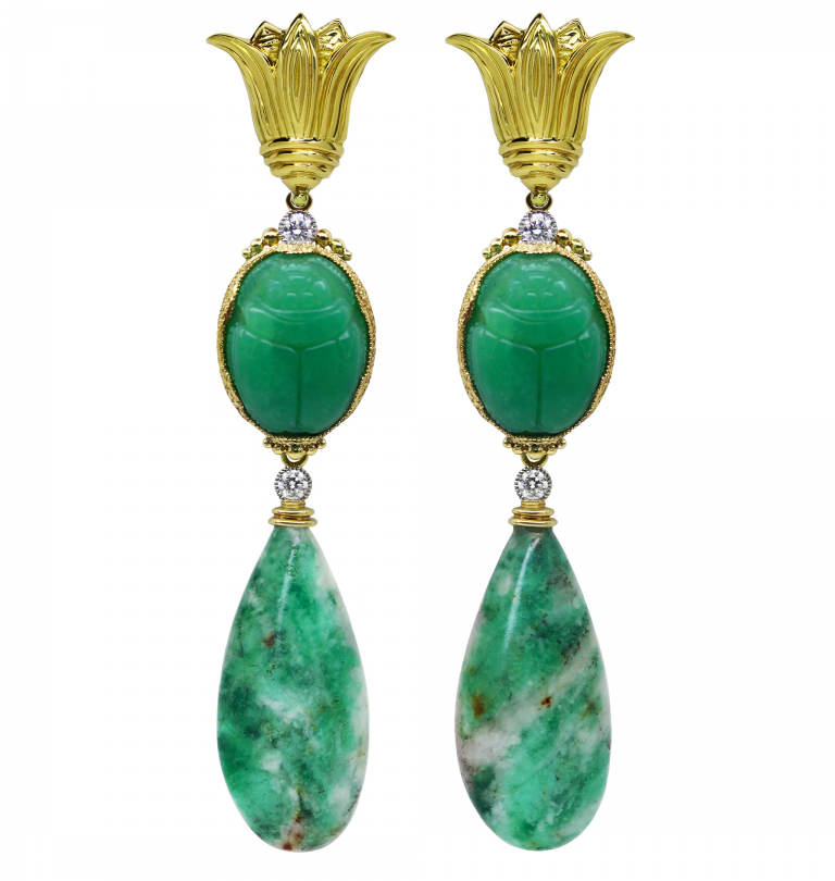 Lotus with Emerald Earrings