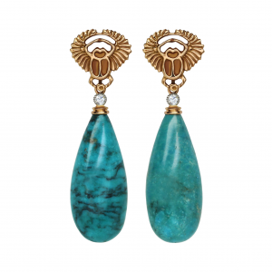 Rose Gold Scarab with Turquoise Earrings