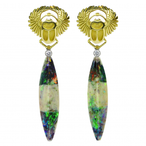 Scarab and Boulder Opal Earrings