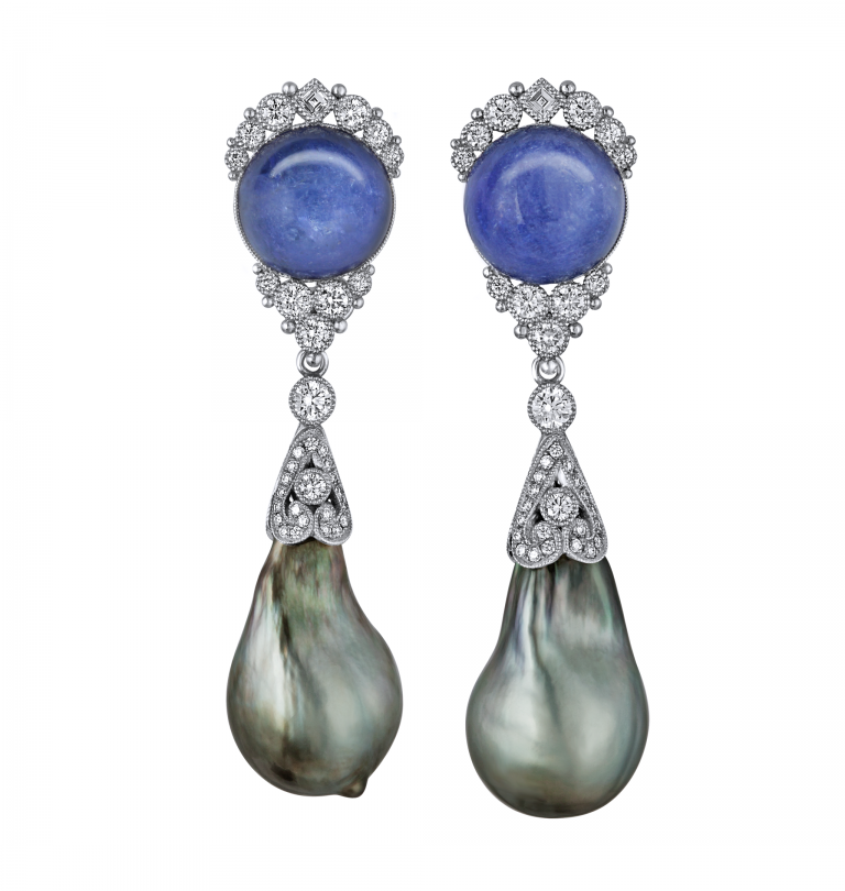 Tanzanite and pearl Earrings